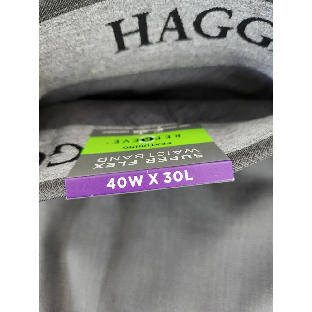 HAGGAR Super Flex Waistband Repreve Gray Pants Dress Grey Size 40 X 30 NEW -SOFT